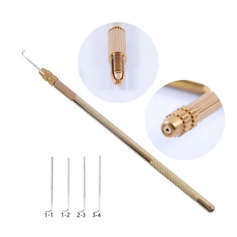 yantaisiyu 4 Pcs Ventilating Needles +1 Brass Ventilating Holder for Make and Repair Lace Wig - Image 2