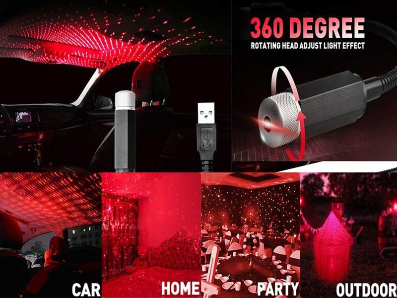 Selifaur - Car Interior Atmosphere LED Decorative Light Portable USB Ambient Roof Ceiling Star Laser Light for - Mercedes Benz C-Class - Image 3