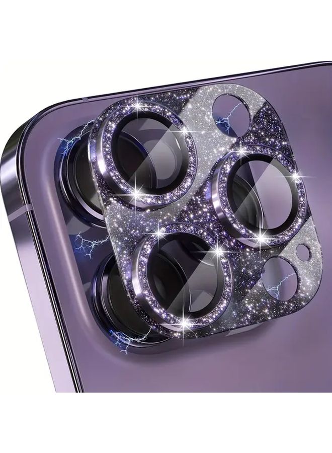 Glitter Purple 9H Tempered Glass Camera Lens Protector For IPhone 16 - Image 1