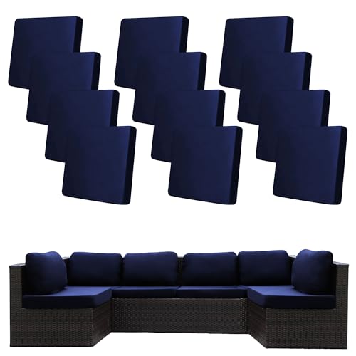 BIETYONE 12 Pcs Stretch Patio Cushion CoversOutdoor Couch Covers ReplacementOutdoor Couch Sofa Slipcoversfor Patio Furniture Cushion CoversWashable Reusable Furniture ProtectorNavy BlueCover Only - Image 1