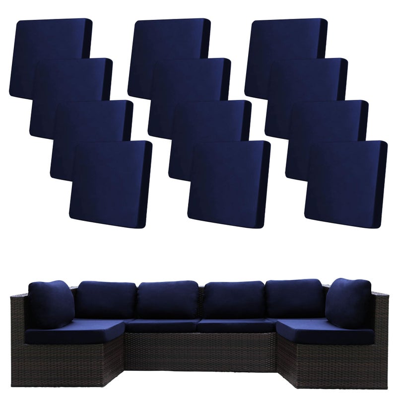 BIETYONE 12 Pcs Stretch Patio Cushion CoversOutdoor Couch Covers ReplacementOutdoor Couch Sofa Slipcoversfor Patio Furniture Cushion CoversWashable Reusable Furniture ProtectorNavy BlueCover Only - Image 2
