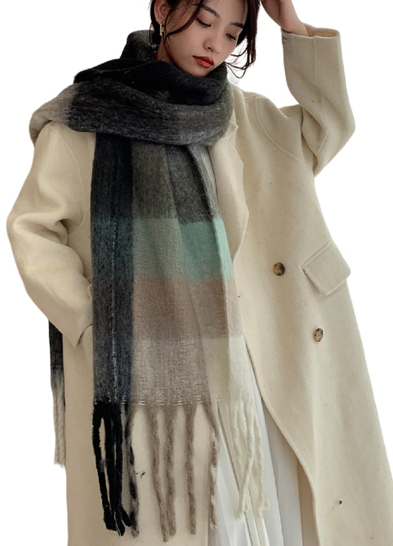 Wander Agio Winter Women Warm Scarf Long Shawl Large Scarves Cold Weather Thick Blanket Scarfs Colorful Plaid Beige Green Black 34 - Image 1