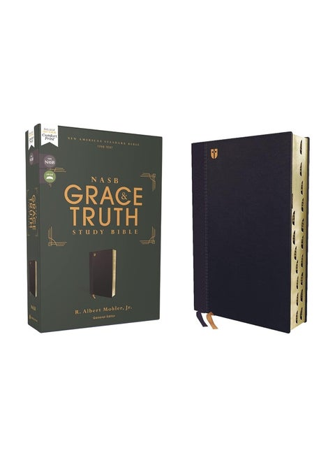 NASB, The Grace and Truth Study Bible (Trustworthy and Practical Insights), Leathersoft, Navy, Red Letter, 1995 Text, Thumb Indexed, Comfort Print