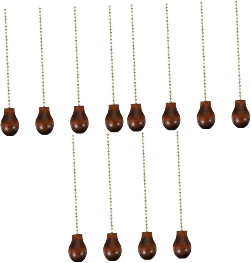 DOITOOL 12 قطعة من سلاسل سحب مروحة مصنوعة من خشب الجوز لأسقف الأضواء مقاس 3 × 2 سم - Image 2