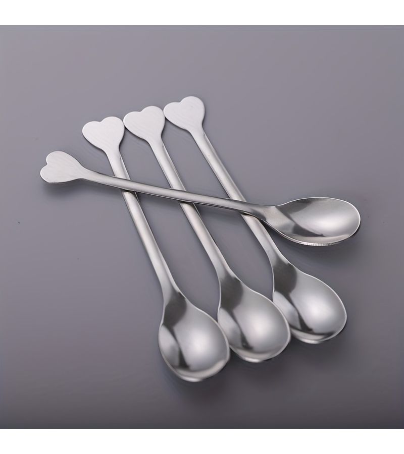 4pcs Stainless Steel Spoons With Heart Shaped Handles Elegant Durable For Coffee Tea Soup Dessert More Ideal Gift For Couples Tea Lovers - Image 3