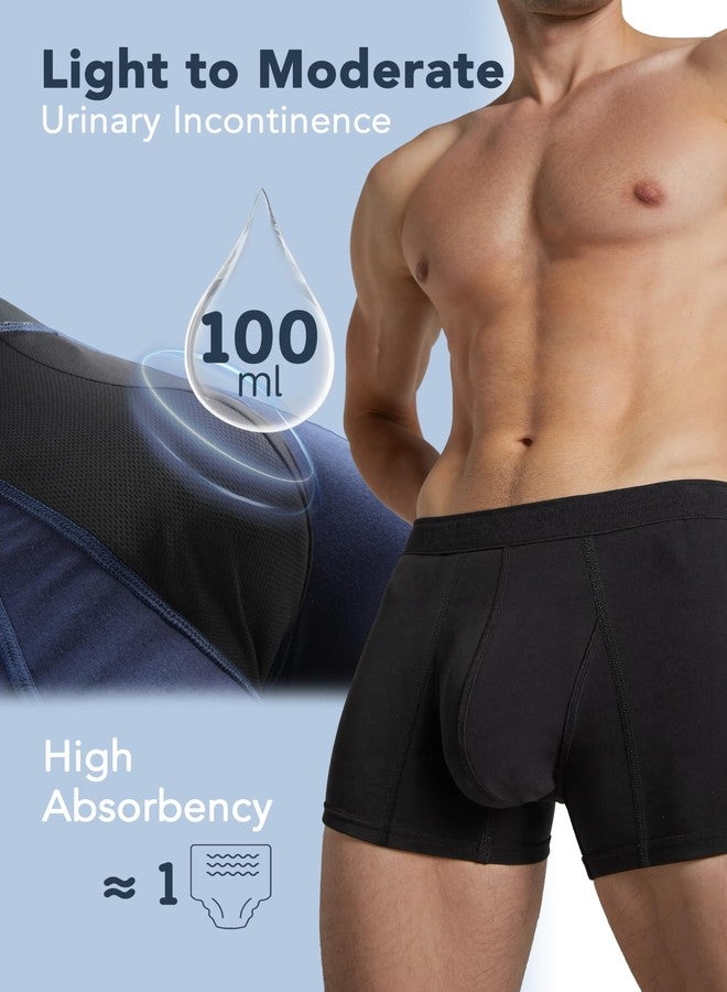 TIICHOO Mens Incontinence Underwear Washable Soft Cotton Men's Urinary Leakproof Underwear 5 Pack(X-Large, 2 Black/2 Navy Blue/Burgundy - Image 2