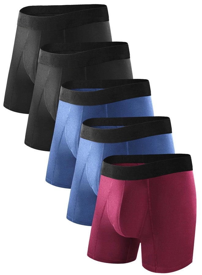 TIICHOO Mens Incontinence Underwear Washable Soft Cotton Men's Urinary Leakproof Underwear 5 Pack(X-Large, 2 Black/2 Navy Blue/Burgundy - Image 1