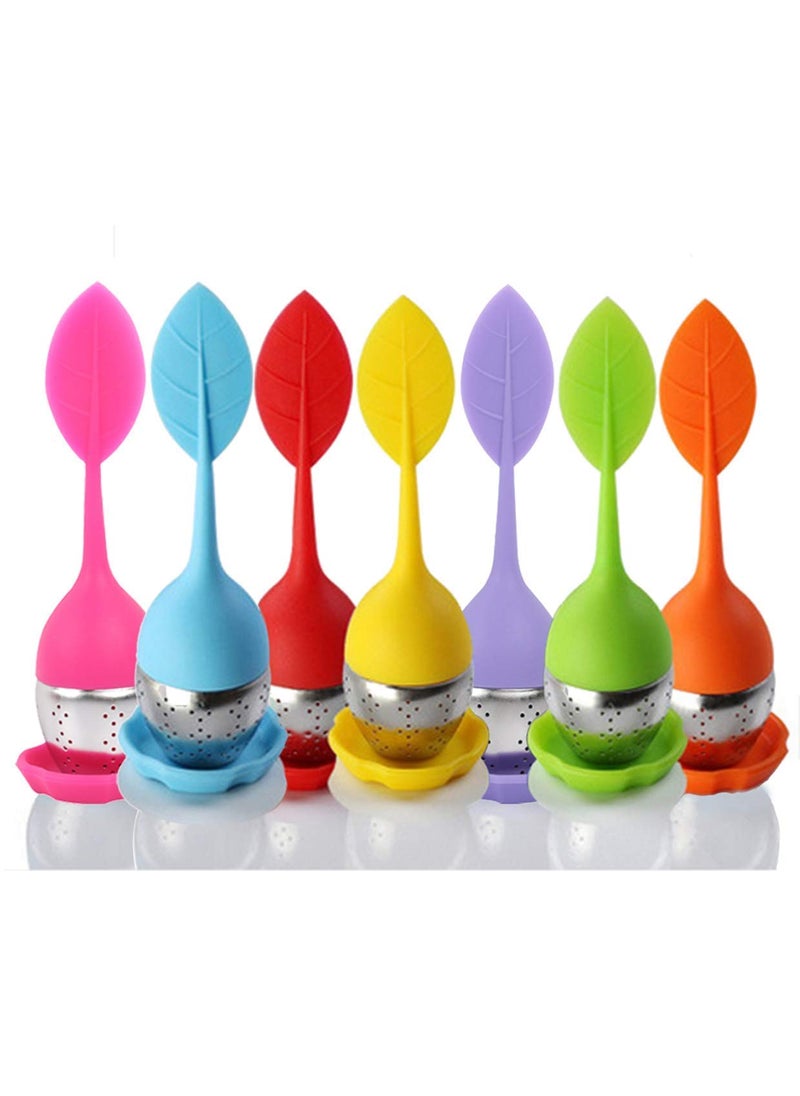 JIARON - JIARON Tea Infuser Set of 1 Silicone Handle Stainless Steel Strainer Drip Tray Included Loose Tea Steeper Best for Loose Leaf or Herbal Tea - Image 1