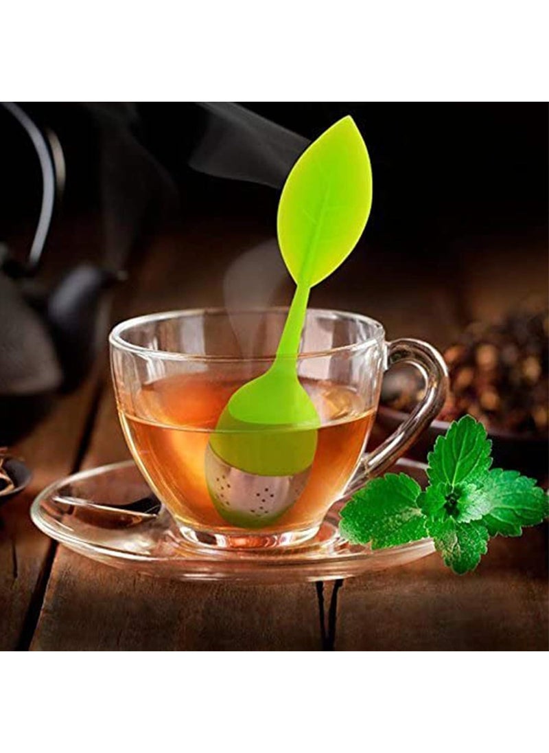JIARON - JIARON Tea Infuser Set of 1 Silicone Handle Stainless Steel Strainer Drip Tray Included Loose Tea Steeper Best for Loose Leaf or Herbal Tea - Image 1
