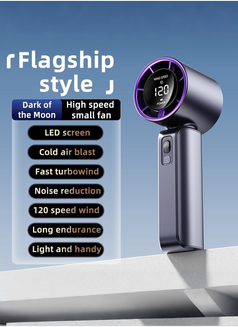 Portable Handheld Fan , Turbo Power High Speed Air [20H Max Cooling Time], LED Display,120 Gear Wind, 3600mAh Rechargeable, Mini Pocket Design, Personal Fan for Travel Concerts Cruise Makeup-Gray