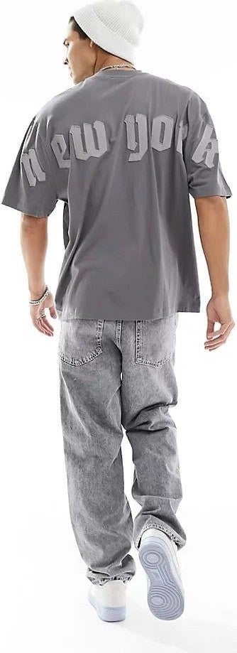 Miron Smoked New York Back Embroidery Oversize Short Sleeve T-Shirt  - Image 1