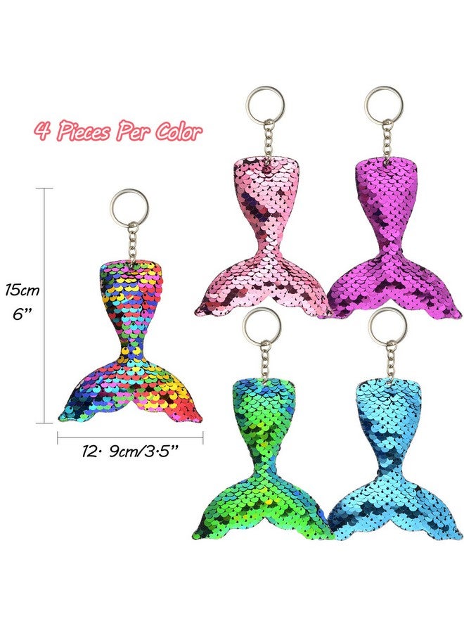 FEPITO 20 Pcs Glitter Mermaid Tail Keychains For Diy Projects And Crafts, Mermaid Sequins Keychains Under The Sea Birthday Party Supplies Gifts - Image 2