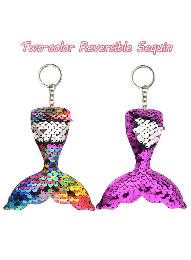 FEPITO 20 Pcs Glitter Mermaid Tail Keychains For Diy Projects And Crafts, Mermaid Sequins Keychains Under The Sea Birthday Party Supplies Gifts - Image 5