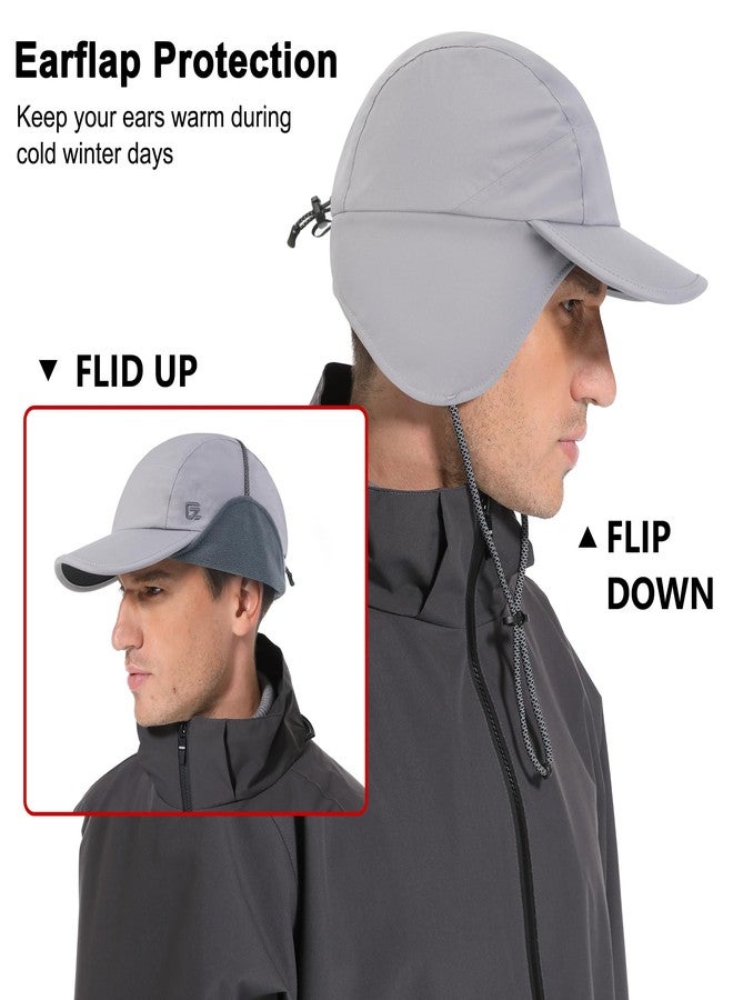جادمكيندز قبعة شتوية رجالية مقاومة للماء من GADIEMKENSD، مزودة بأغطية للأذنين، مبطنة بصوف دافئ، قبعة صياد مع واقي للأذنين، قبعة بيسبول، قبعة صيد مناسبة للطقس البارد والمطر، مناسبة للجري والجري والجولف في الهواء الطلق، لون رمادي فاتح - Image 4