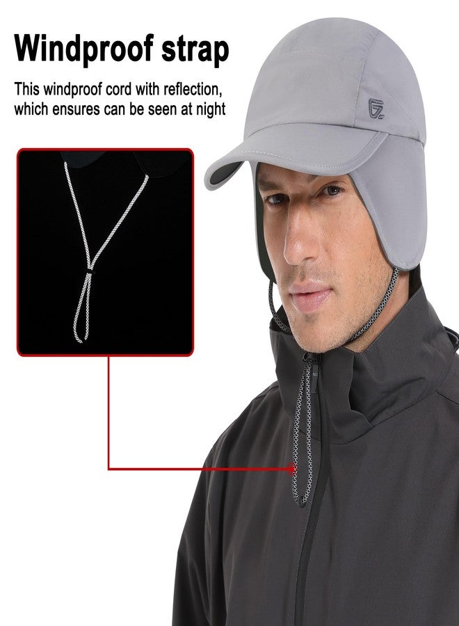 جادمكيندز قبعة شتوية رجالية مقاومة للماء من GADIEMKENSD، مزودة بأغطية للأذنين، مبطنة بصوف دافئ، قبعة صياد مع واقي للأذنين، قبعة بيسبول، قبعة صيد مناسبة للطقس البارد والمطر، مناسبة للجري والجري والجولف في الهواء الطلق، لون رمادي فاتح - Image 5