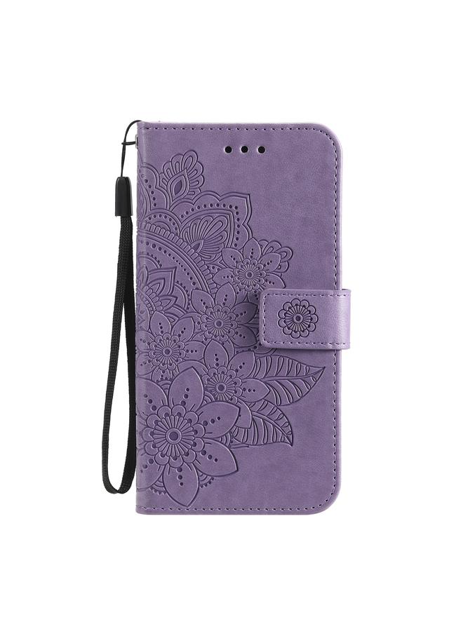 اس-توب جراب جلدي من البولي يوريثان بتصميم نقش زهور 7 بتلات مع حامل وفتحات للبطاقات ومحفظة وإطار صورة لهاتف Infinix Hot 9 / Note 7 Lite / X655C - Image 2