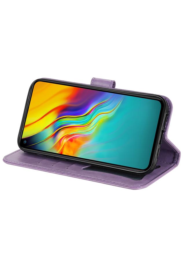 اس-توب جراب جلدي من البولي يوريثان بتصميم نقش زهور 7 بتلات مع حامل وفتحات للبطاقات ومحفظة وإطار صورة لهاتف Infinix Hot 9 / Note 7 Lite / X655C - Image 5