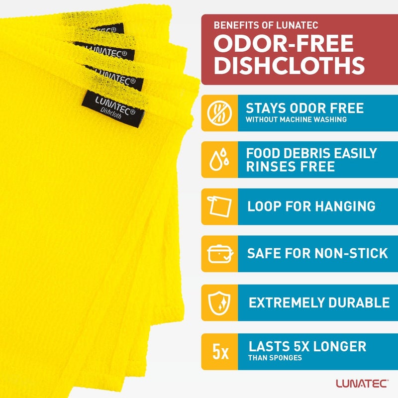 Lunatec Odor-Free Kitchen Dishcloths. A Scrubber and scouring pad for All Surfaces. (4-Pack) - Image 2