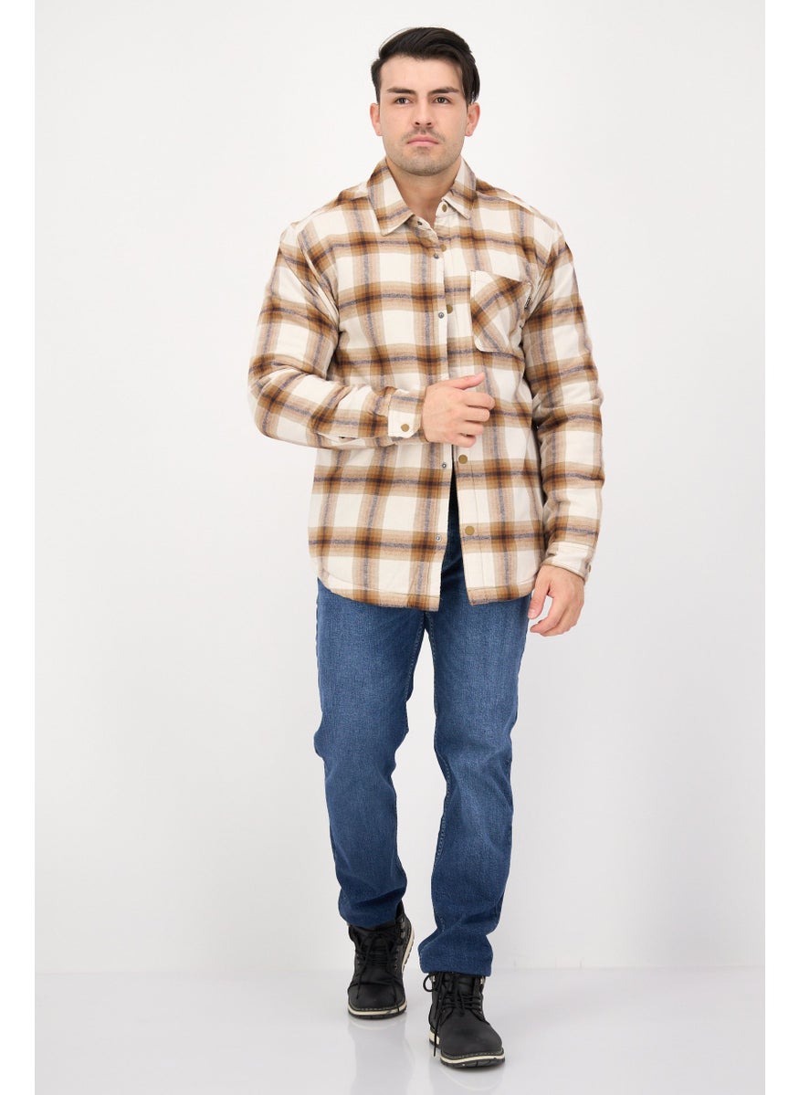 Hurley - Men Plaid Jacket Shirt, Brown Combo - Image 1