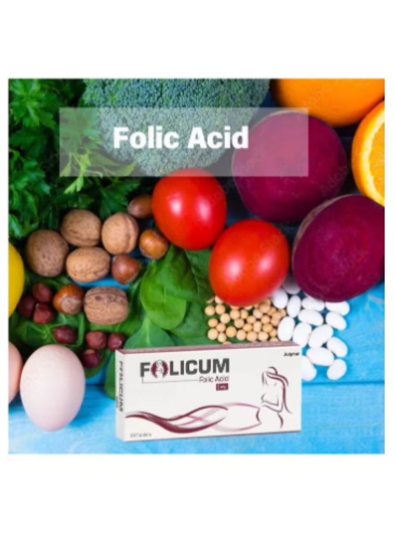 Julphar - Folicum 5mg Folic Acid Tablets - Image 1