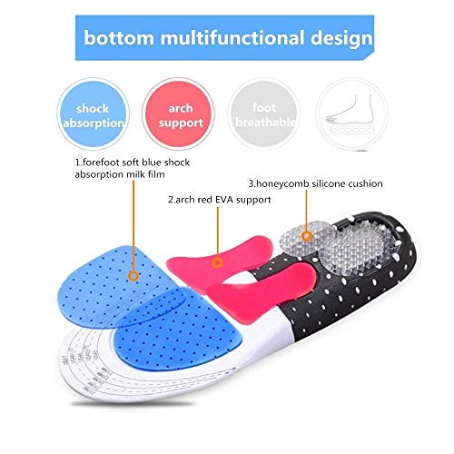 VINSU Shoe Insoles Comfortable Insoles Supports Heel & Arch Absorbs Foot Sweat & Moisture Ultra Soft Cushioned Lightweight Durable Washable Pads for Men & Women (Silicone Gel Insole) - Image 3