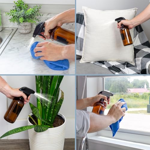 Cornucopia Brands 16oz Amber Glass Spray Bottles w/Reusable Chalk Labels (2 Pack), Heavy Duty Mist & Stream 3-Setting Sprayer; Great for Essential Oils - Image 4