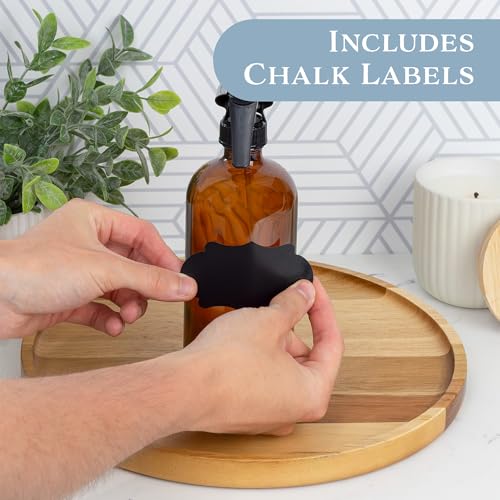 Cornucopia Brands 16oz Amber Glass Spray Bottles w/Reusable Chalk Labels (2 Pack), Heavy Duty Mist & Stream 3-Setting Sprayer; Great for Essential Oils - Image 3