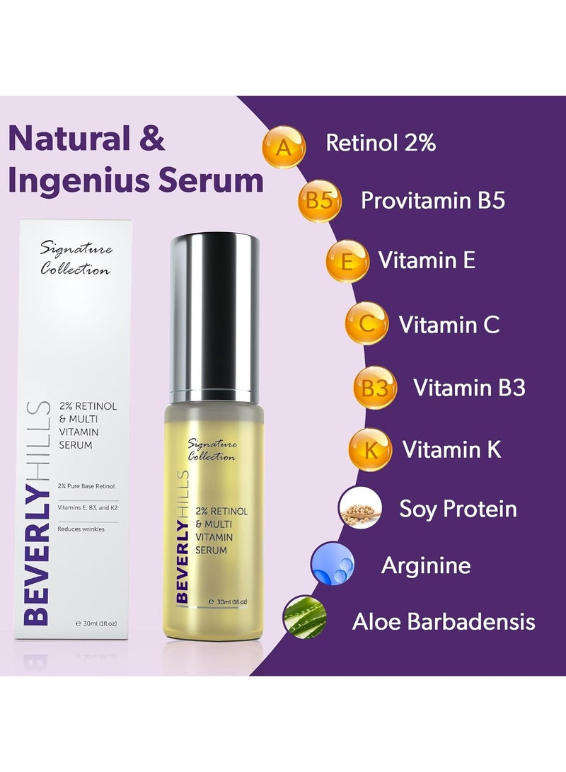 Beverly Hills Anti Aging Retinol Serum 2 percent with Vitamin E and B3 and K for Younger Skin Anti Wrinkle Retinoid Serum for Face with Multivitamins for Hydrated and Vibrant Skin 30mL 120 Days Supply - Image 3