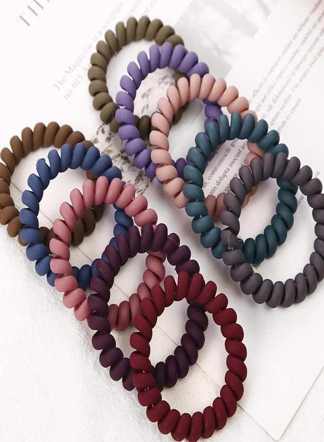 Minta Pack of 6 Multicolor Spiral Hair Ties Coil Elastics for All Types of Hair Bands for Curly Straight Frizzy Dry Hair No Crease Coils Telephone Cord Plastic Hair Ties for Women and Girls - Image 3