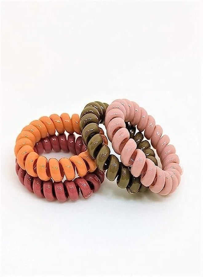 Minta Pack of 6 Multicolor Spiral Hair Ties Coil Elastics for All Types of Hair Bands for Curly Straight Frizzy Dry Hair No Crease Coils Telephone Cord Plastic Hair Ties for Women and Girls - Image 1