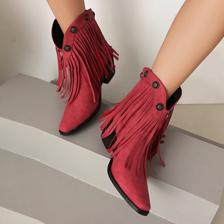Autumn New Rivet Short Tube Tassel Short Boots 40-43 Wind Frosted Square Head With Women'S Boots - Image 4