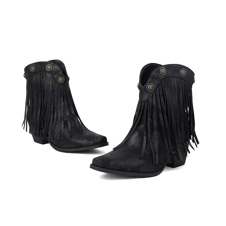 Autumn New Rivet Short Tube Tassel Short Boots 40-43 Wind Frosted Square Head With Women'S Boots - Image 1