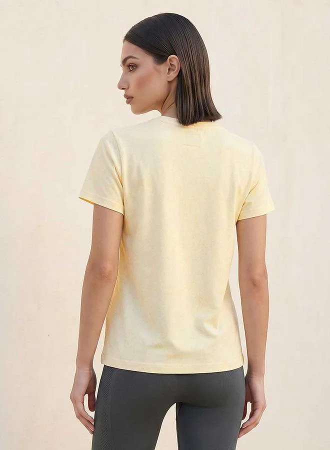 Splash Active Yellow Textured 2 Way Stretch T-shirt for Women | Best Price UAE