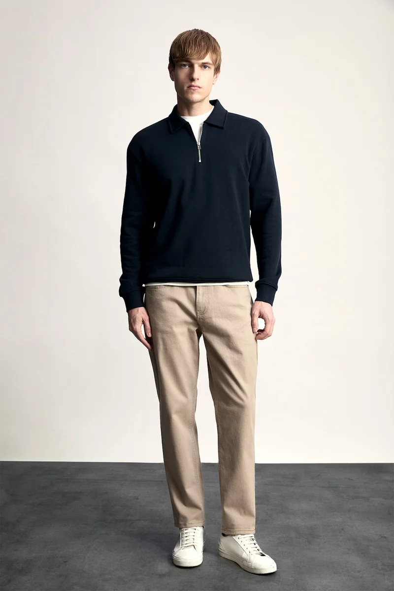 Defacto  Tapered Fit Mid-Rise Five-Pocket Trousers for Men | Best Price UAE