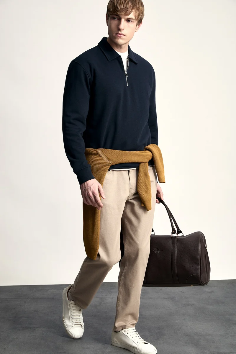 Defacto  Tapered Fit Mid-Rise Five-Pocket Trousers for Men | Best Price UAE