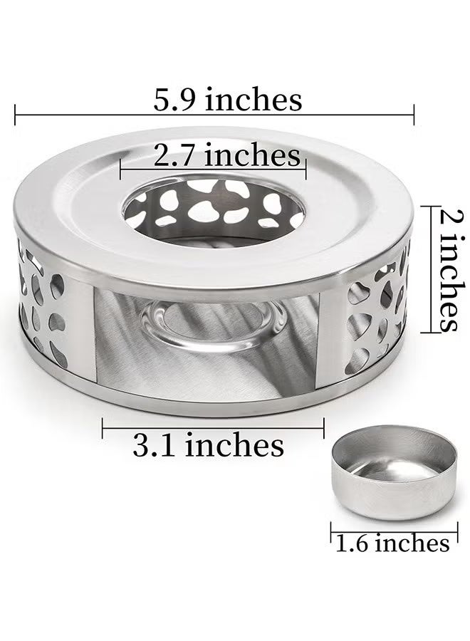 Bukela Stainless Steel Teapot Warmer, Metal Teapot Heater with Tealight Holder Base, Coffee Tea Warmer for Glass Teapot Ceramic Teapot and Other Heatproof Dish - Image 2