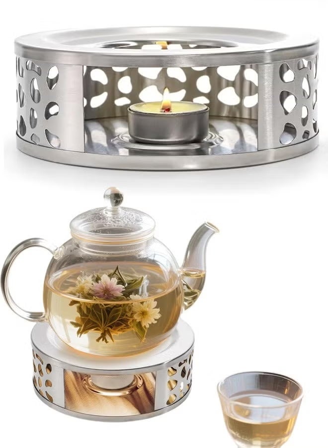 Bukela Stainless Steel Teapot Warmer, Metal Teapot Heater with Tealight Holder Base, Coffee Tea Warmer for Glass Teapot Ceramic Teapot and Other Heatproof Dish - Image 1