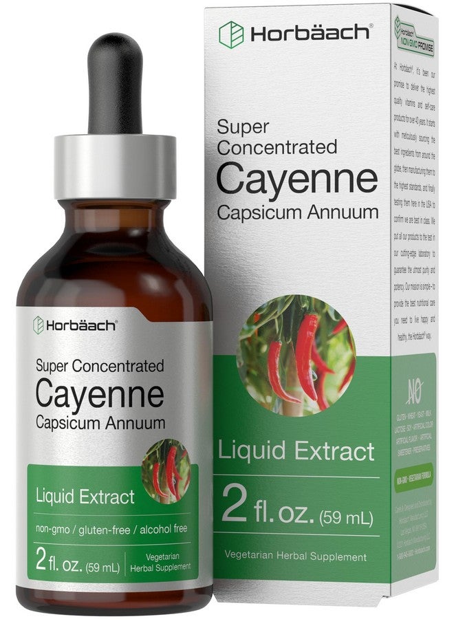 Horbäach Cayenne Pepper Tincture | 2 fl oz Liquid Extract | Vegetarian, Alcohol Free | Non-GMO, Gluten Free Supplement - Image 1