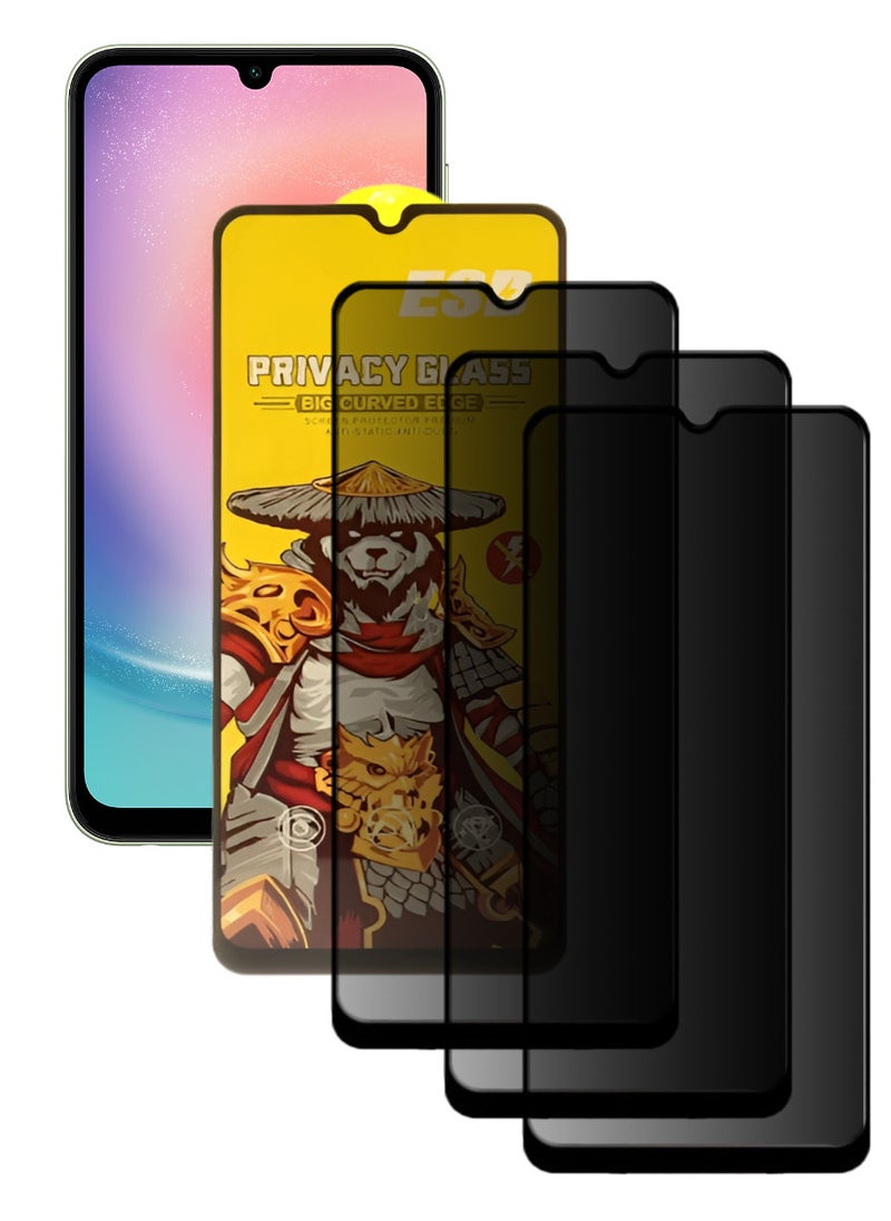 ESD 3 Pieces Tempered Dustproof Privacy Glass Screen Protector Compatible For Samsung Galaxy A24 - Image 1