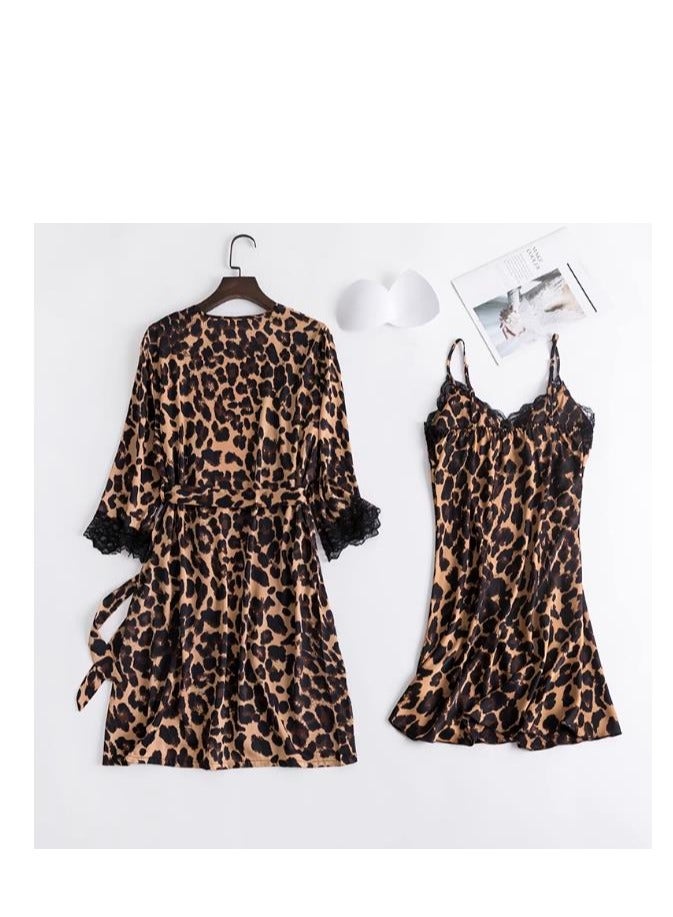Fashionable Leopard Print Comfortable Home Wear, Nightgown, Nightgown  - Image 3