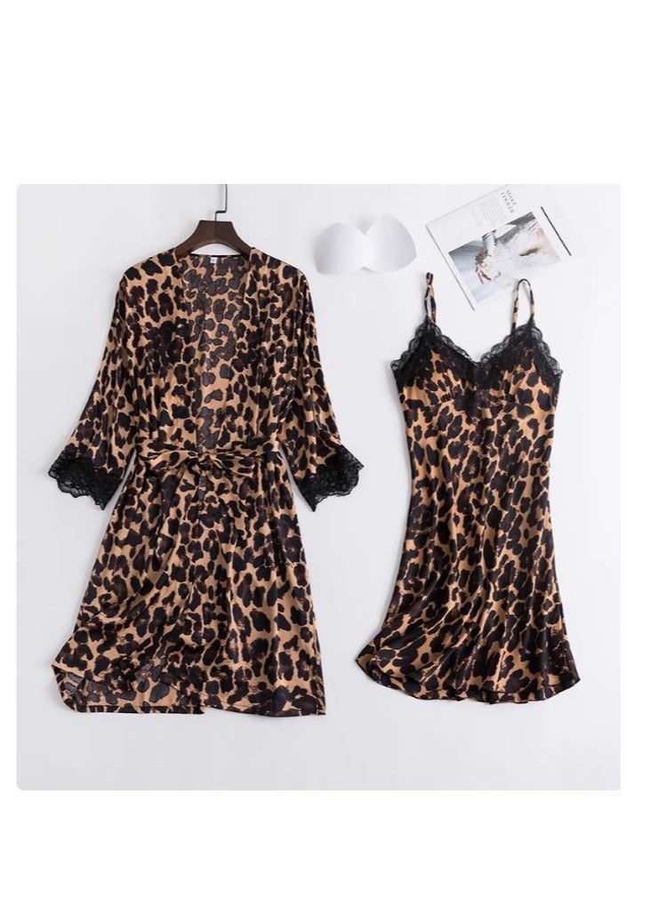 Fashionable Leopard Print Comfortable Home Wear, Nightgown, Nightgown  - Image 1