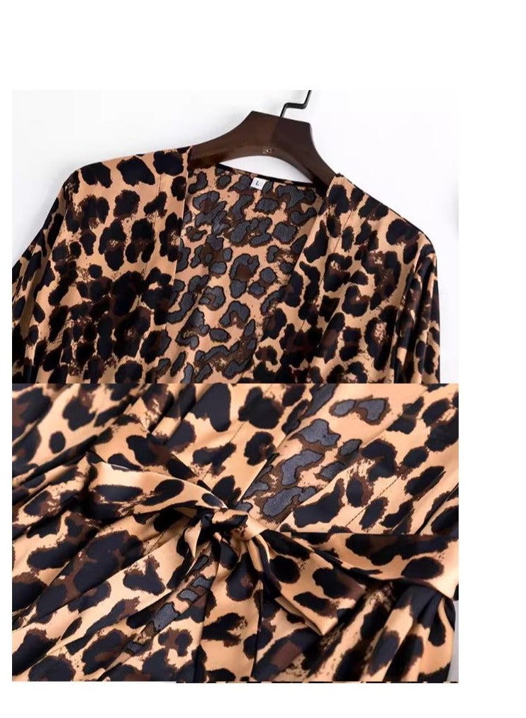 Fashionable Leopard Print Comfortable Home Wear, Nightgown, Nightgown  - Image 5