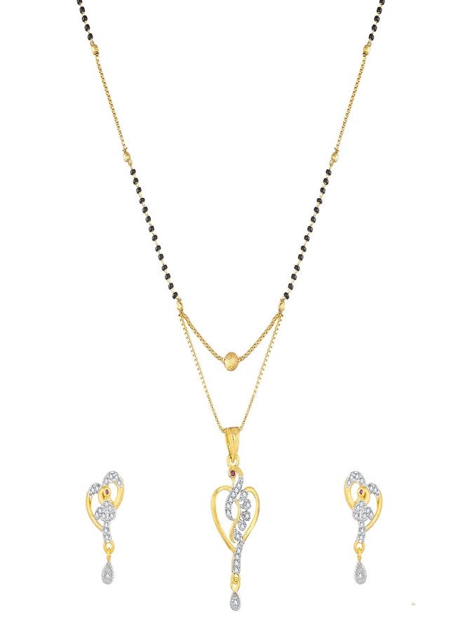 Aadita Daily Mangalsutra Gold Plated and American Diamond Mangalsutra for Women (Golden) (DT2044MS) - Image 1