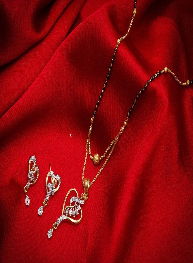 Aadita Daily Mangalsutra Gold Plated and American Diamond Mangalsutra for Women (Golden) (DT2044MS) - Image 2
