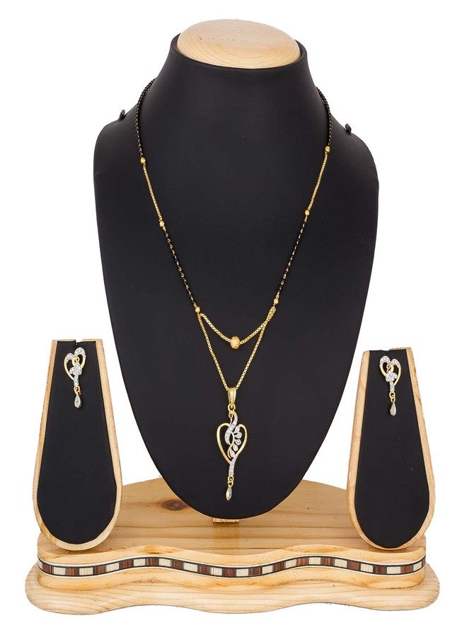 Aadita Daily Mangalsutra Gold Plated and American Diamond Mangalsutra for Women (Golden) (DT2044MS) - Image 5