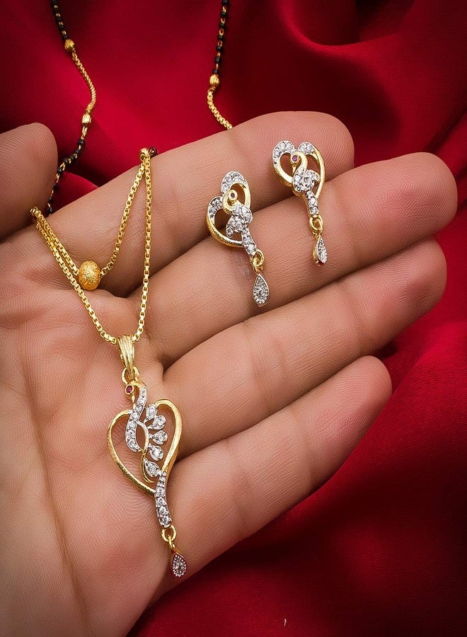 Aadita Daily Mangalsutra Gold Plated and American Diamond Mangalsutra for Women (Golden) (DT2044MS) - Image 4