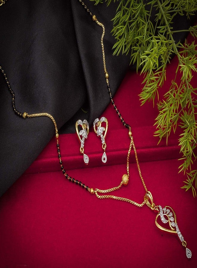 Aadita Daily Mangalsutra Gold Plated and American Diamond Mangalsutra for Women (Golden) (DT2044MS) - Image 3
