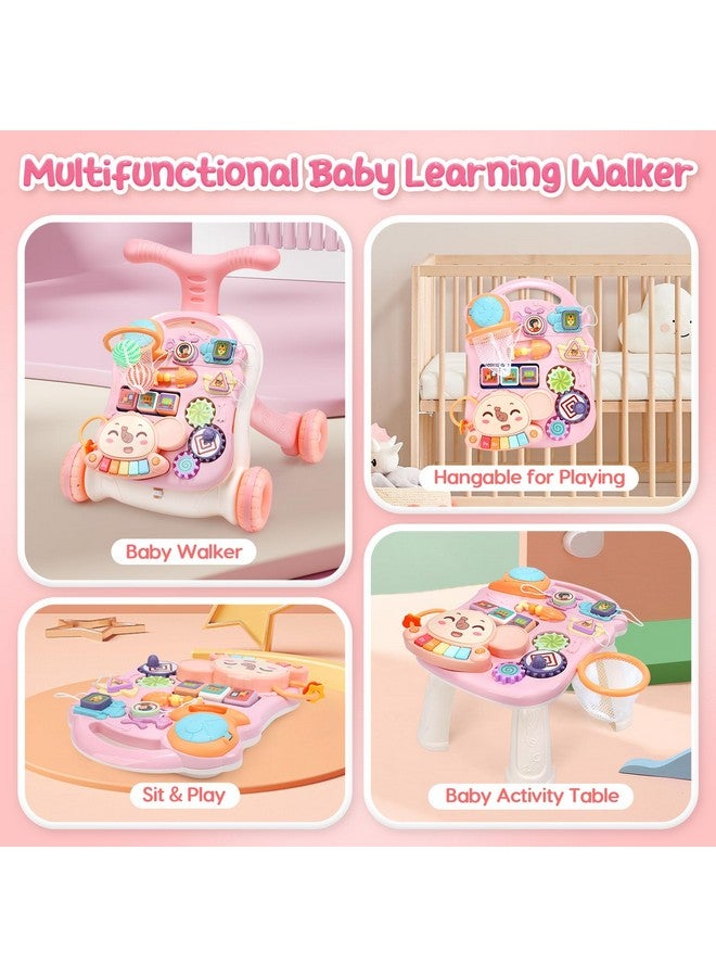 Cute Stone Baby Walker For Girls, 2 In 1 Sit To Stand Learning Walker And Activity Center, Learning To Walk, Early Push Walking Toys For Toddler Infant - Image 3