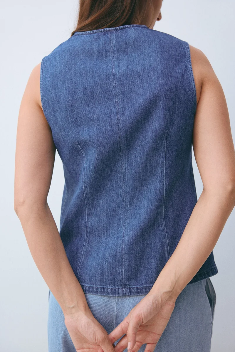 H&M  MAMA Tie-front denim waistcoat for Women | Best Price UAE