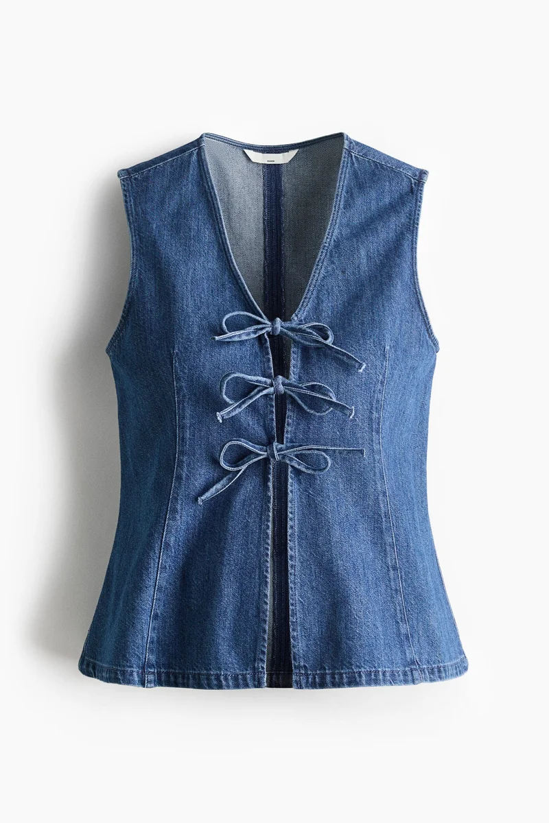 H&M  MAMA Tie-front denim waistcoat for Women | Best Price UAE